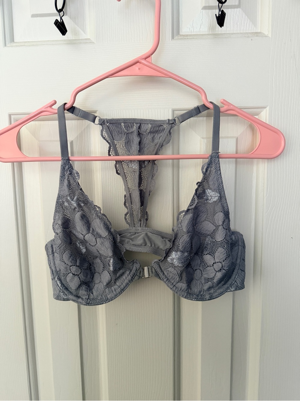 aerie Gray Lace Underwire Racerback Bralette